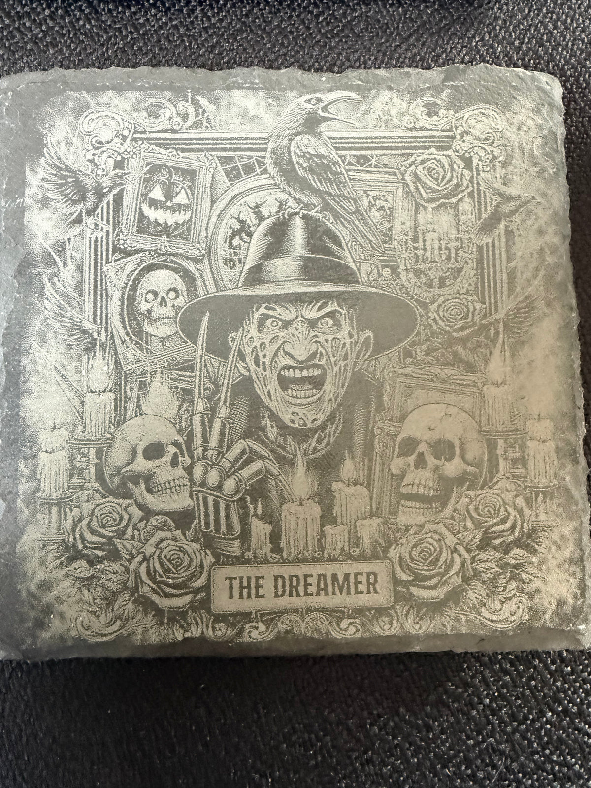 Ultimate Horror & Cult Icon Laser Engraved Slate Coaster Set (6 Pack) – Fan Gift