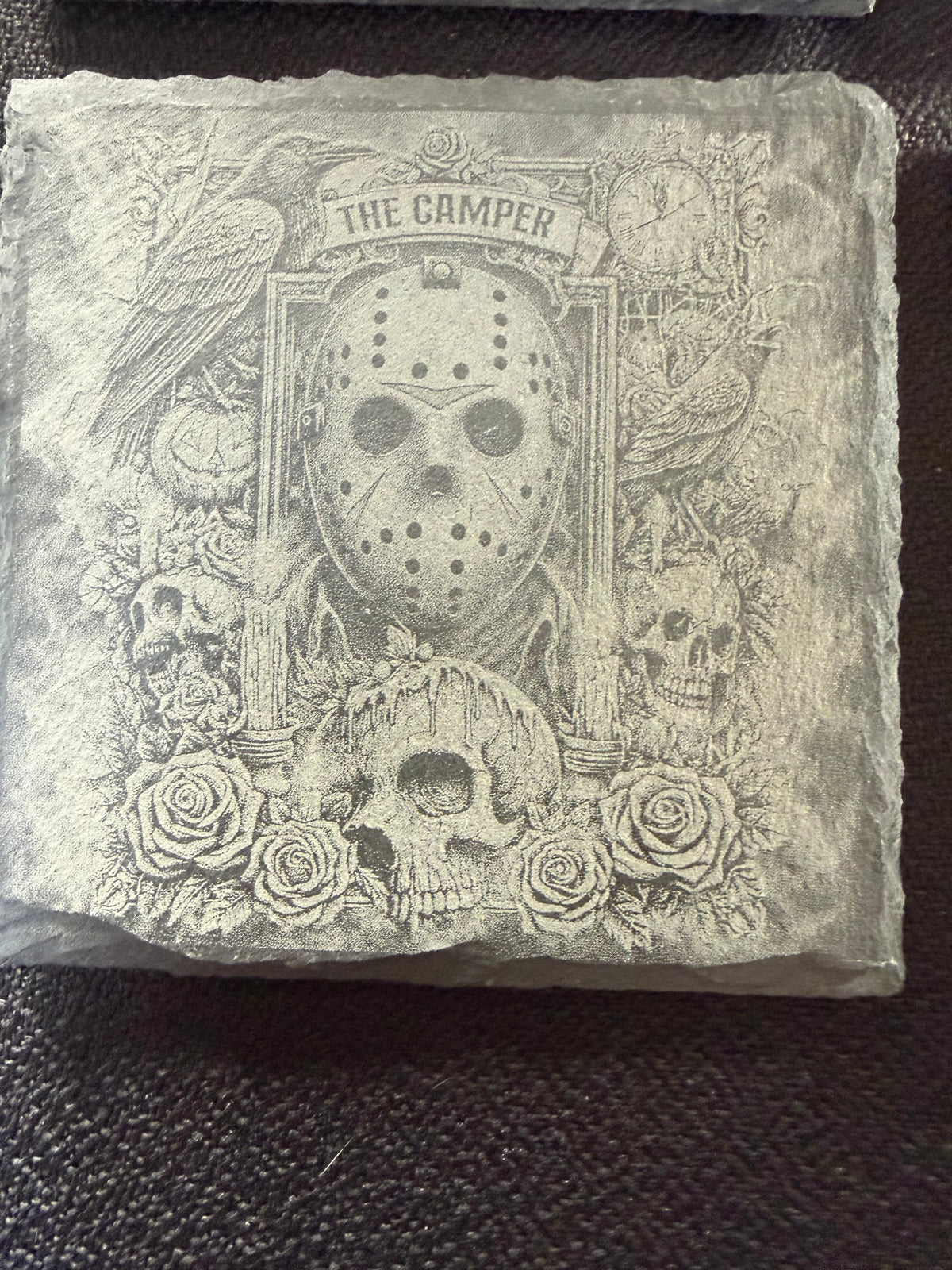 Ultimate Horror & Cult Icon Laser Engraved Slate Coaster Set (6 Pack) – Fan Gift