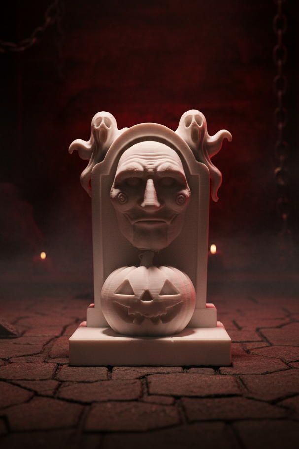 Billy the Puppet Horror Tombstone – 10cm 3D Printed Display Piece | Ready to Paint
