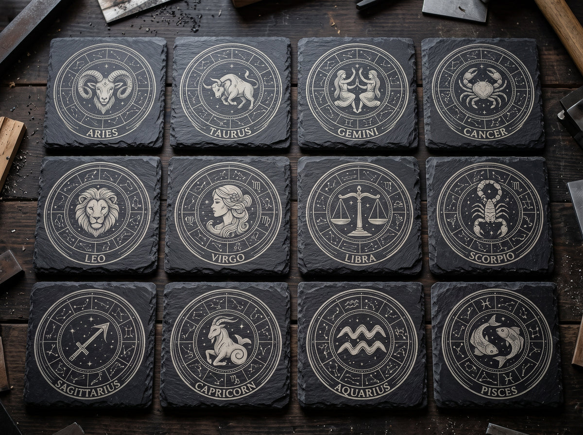 Zodiac Sign Slate Coasters ✨ Written in the stars, resting on your table! ✨