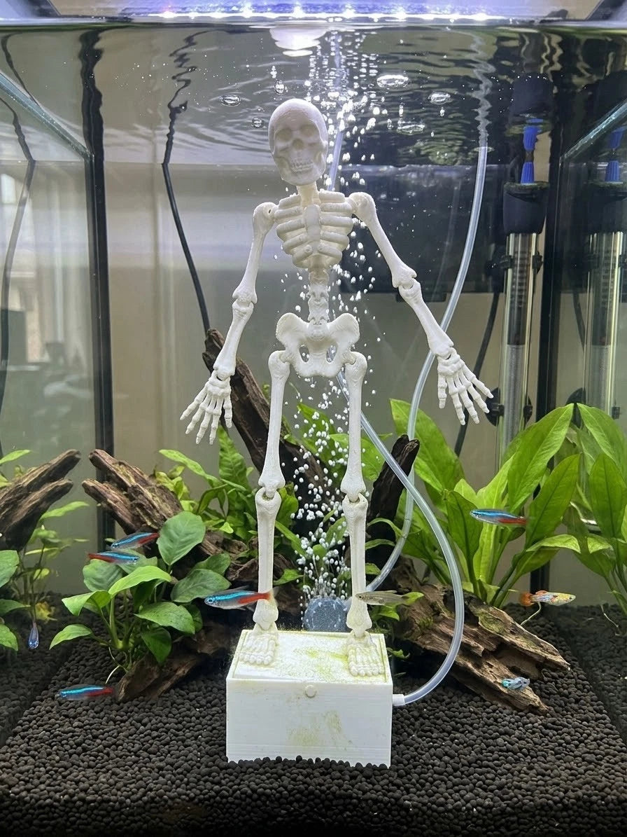 Dancing Skeleton Aquarium Aerating Ornament - Bubbling Fish Tank Decoration & Gift
